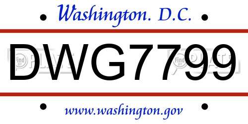 DWG7799 District Of Columbia License Plate