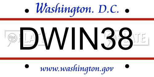 DWIN38 District Of Columbia License Plate