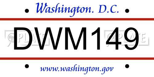 DWM149 District Of Columbia License Plate