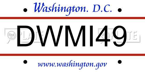 DWMI49 District Of Columbia License Plate