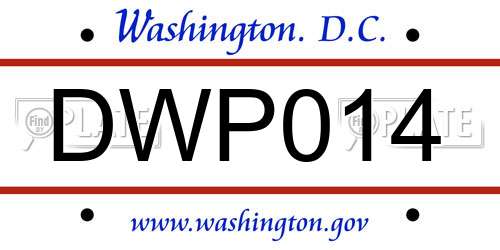 DWP014 District Of Columbia License Plate