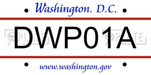 DWP01A District Of Columbia License Plate
