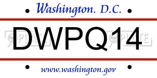 DWPQ14 District Of Columbia License Plate