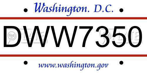 DWW7350 District Of Columbia License Plate