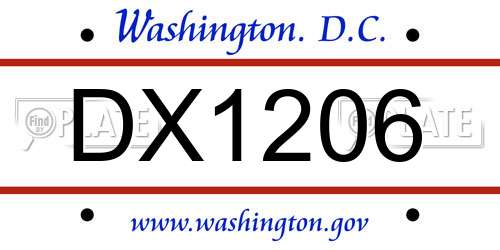 DX1206 District Of Columbia License Plate