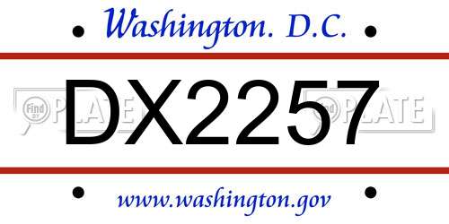DX2257 District Of Columbia License Plate
