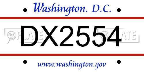 DX2554 District Of Columbia License Plate