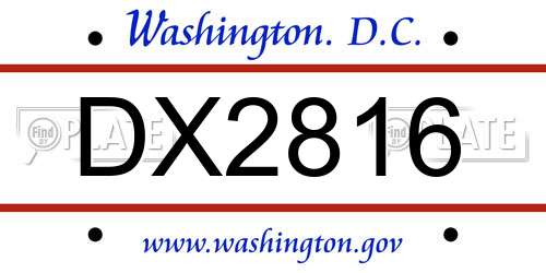 DX2816 District Of Columbia License Plate