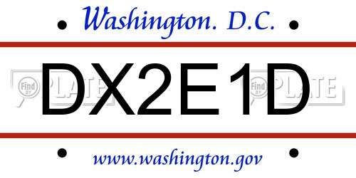 DX2E1D District Of Columbia License Plate