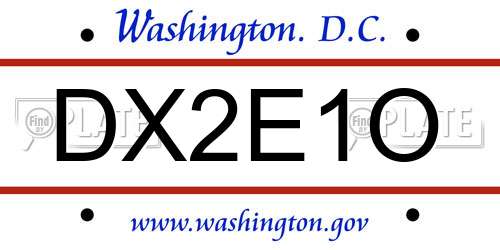 DX2E1O District Of Columbia License Plate