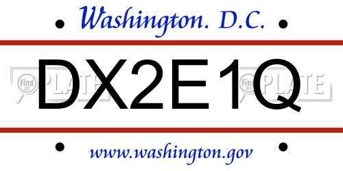 DX2E1Q District Of Columbia License Plate