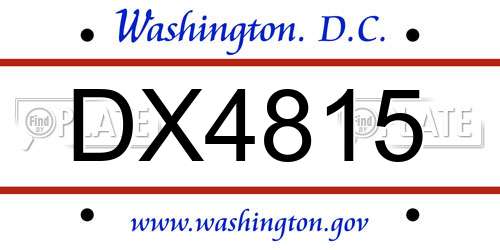 DX4815 District Of Columbia License Plate