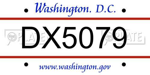 DX5079 District Of Columbia License Plate