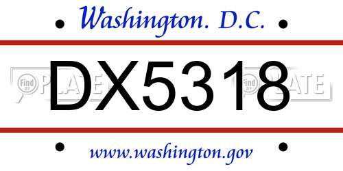 DX5318 District Of Columbia License Plate