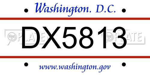 DX5813 District Of Columbia License Plate