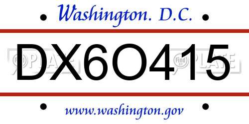 DX6O415 District Of Columbia License Plate