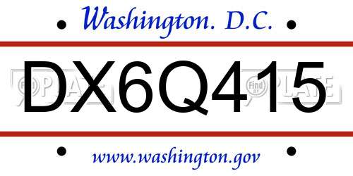 DX6Q415 District Of Columbia License Plate