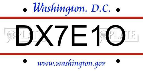 DX7E1O District Of Columbia License Plate
