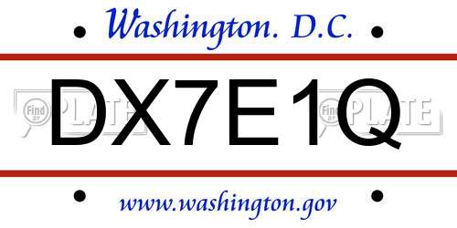 DX7E1Q District Of Columbia License Plate