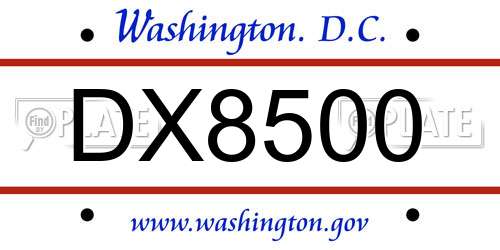 DX8500 District Of Columbia License Plate