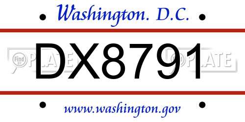 DX8791 District Of Columbia License Plate