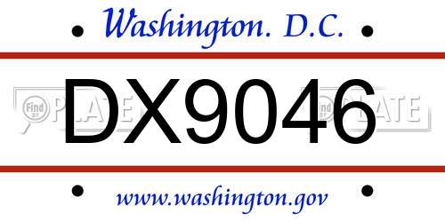 DX9046 District Of Columbia License Plate