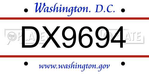 DX9694 District Of Columbia License Plate