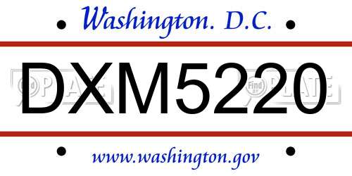 DXM5220 District Of Columbia License Plate