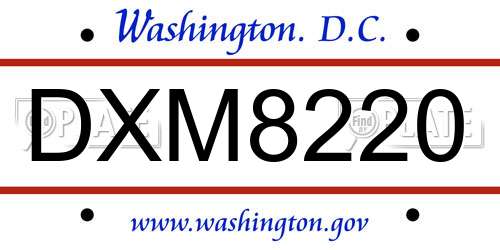 DXM8220 District Of Columbia License Plate
