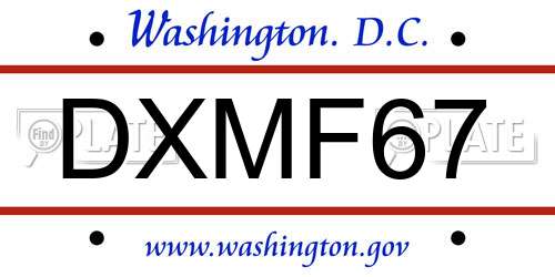 DXMF67 District Of Columbia License Plate