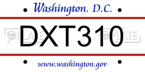 DXT310 District Of Columbia License Plate