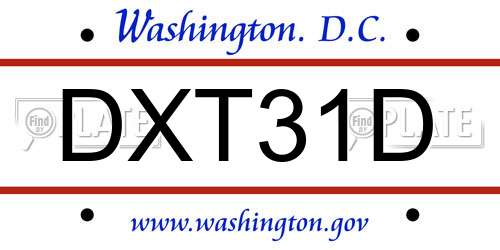 DXT31D District Of Columbia License Plate