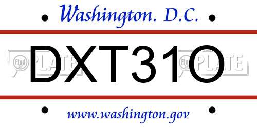 DXT31O District Of Columbia License Plate