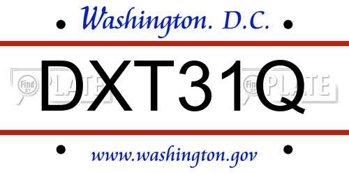 DXT31Q District Of Columbia License Plate