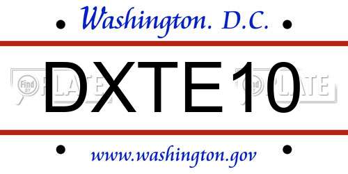 DXTE10 District Of Columbia License Plate