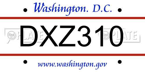 DXZ310 District Of Columbia License Plate