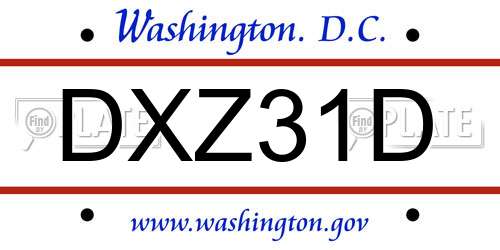 DXZ31D District Of Columbia License Plate