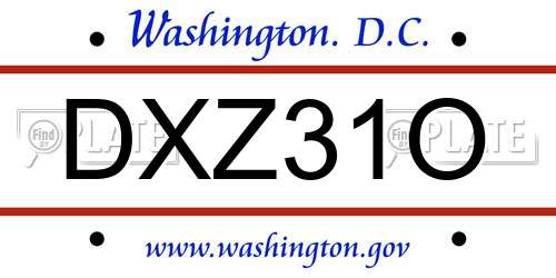 DXZ31O District Of Columbia License Plate