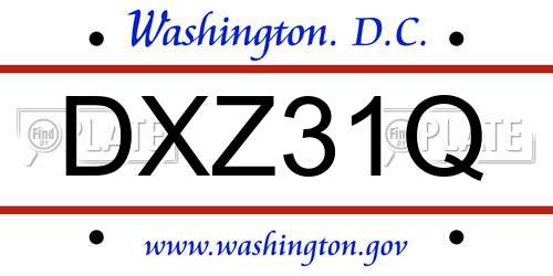 DXZ31Q District Of Columbia License Plate