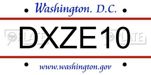 DXZE10 District Of Columbia License Plate
