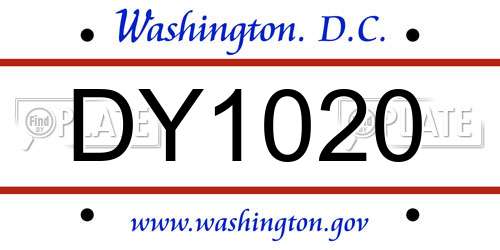 DY1020 District Of Columbia License Plate