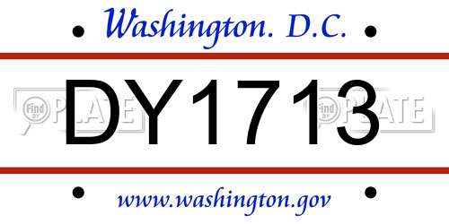 DY1713 District Of Columbia License Plate