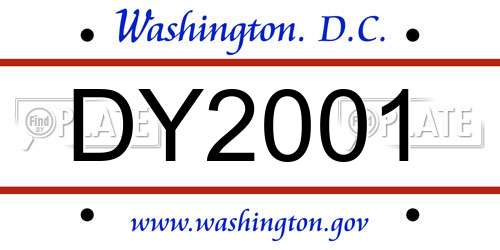 DY2001 District Of Columbia License Plate