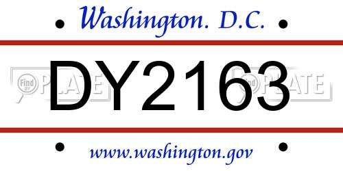 DY2163 District Of Columbia License Plate