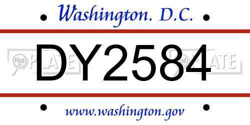 DY2584 District Of Columbia License Plate