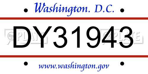 DY31943 District Of Columbia License Plate