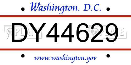 DY44629 District Of Columbia License Plate
