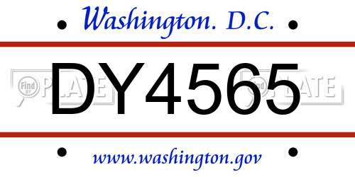 DY4565 District Of Columbia License Plate