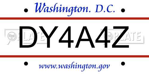 DY4A4Z District Of Columbia License Plate