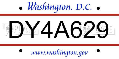 DY4A629 District Of Columbia License Plate